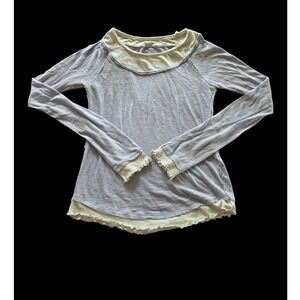 We The Free Y2K Two's A Charm Longsleeve Tee In Baby Blue & White Combo sz XS